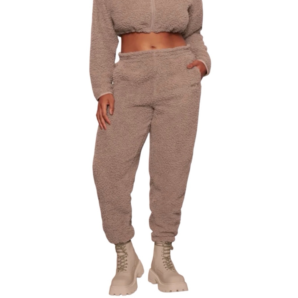 SKIMS Teddy Sherpa Jogger Pants in Brown Desert Size 4X